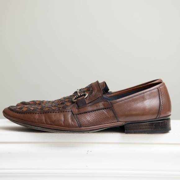 MEZLAN Brown Woven Leather Horse bit Loafers Men's Sz 13 Two Tone RARE!! - Picture 4 of 7